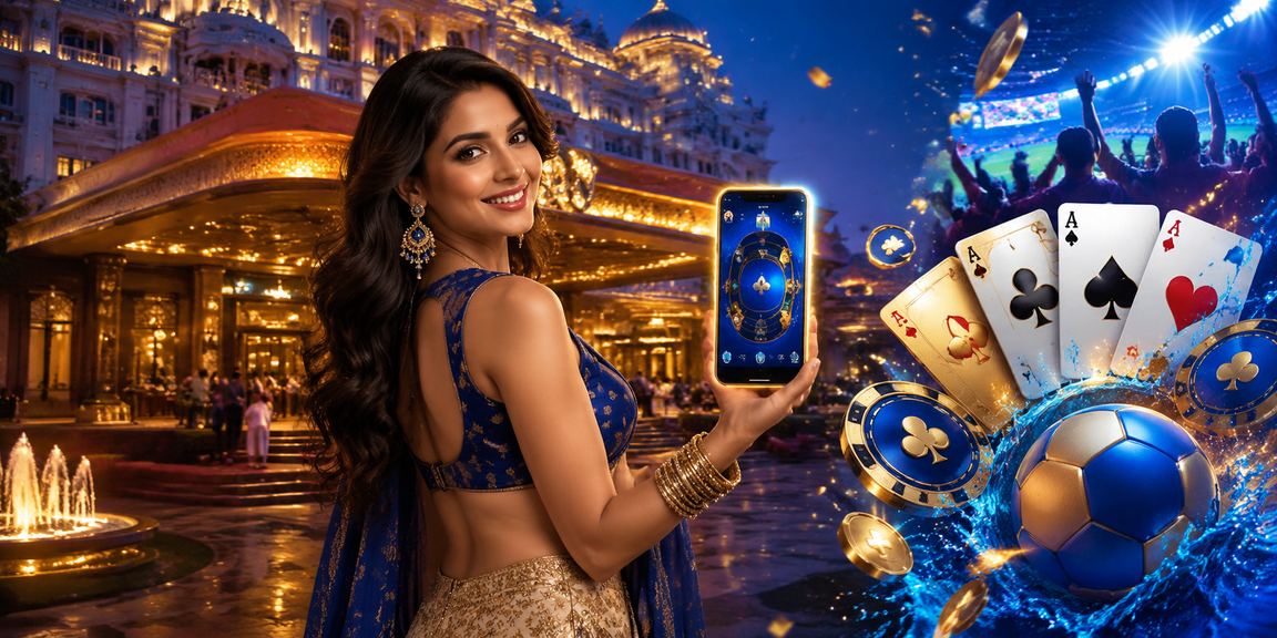 Playing Teen Patti cards with blue and gold chips